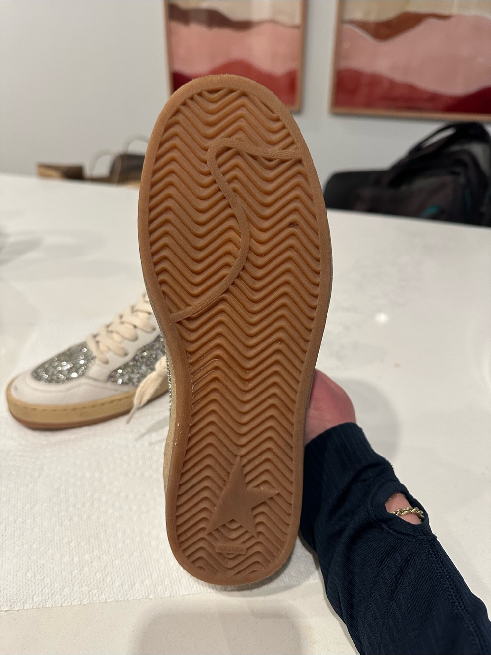 Golden Goose Women's Silver/Gold Glitter Star Sneakers - Picture 7 of 8